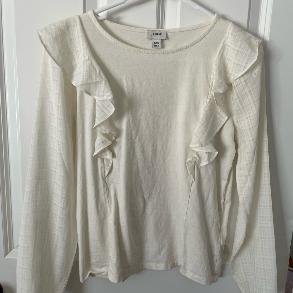 J. Crew Women's Cream Ruffle Top